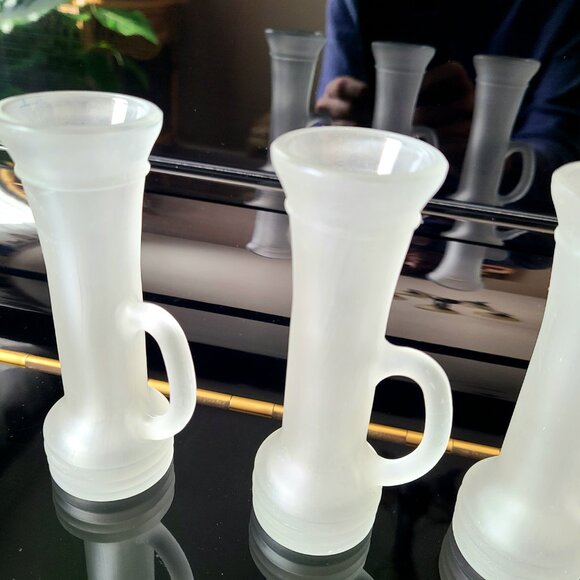 3 Keglevich frosted glass vodka glasses with handles. - Picture 3 of 6